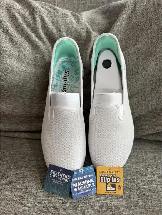 Skechers Slip Ins Go Walk Travel Kiana Womens 11 White 124770 Hands Free New - Picture 5 of 14